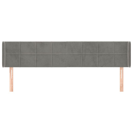 sengegavl med kanter 203x16x78/88 cm fløjl lysegrå