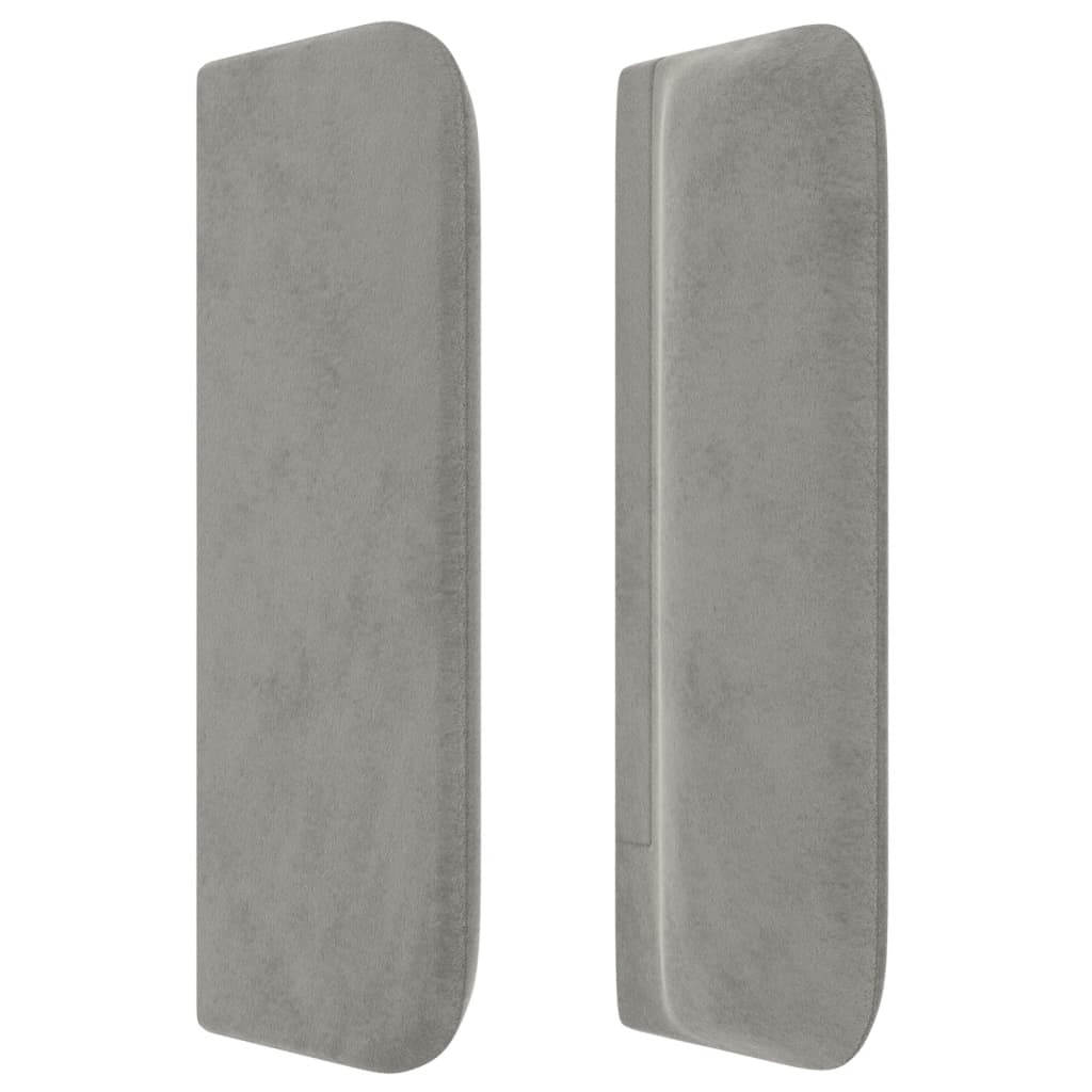 sengegavl med kanter 203x16x78/88 cm fløjl lysegrå