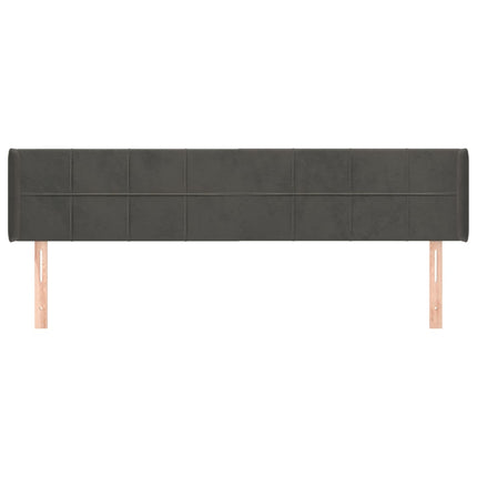 sengegavl med kanter 203x16x78/88 cm fløjl mørkegrå