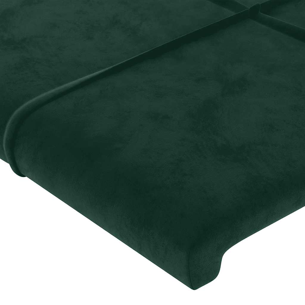 sengegavl med kanter 203x16x78/88 cm fløjl mørkegrøn