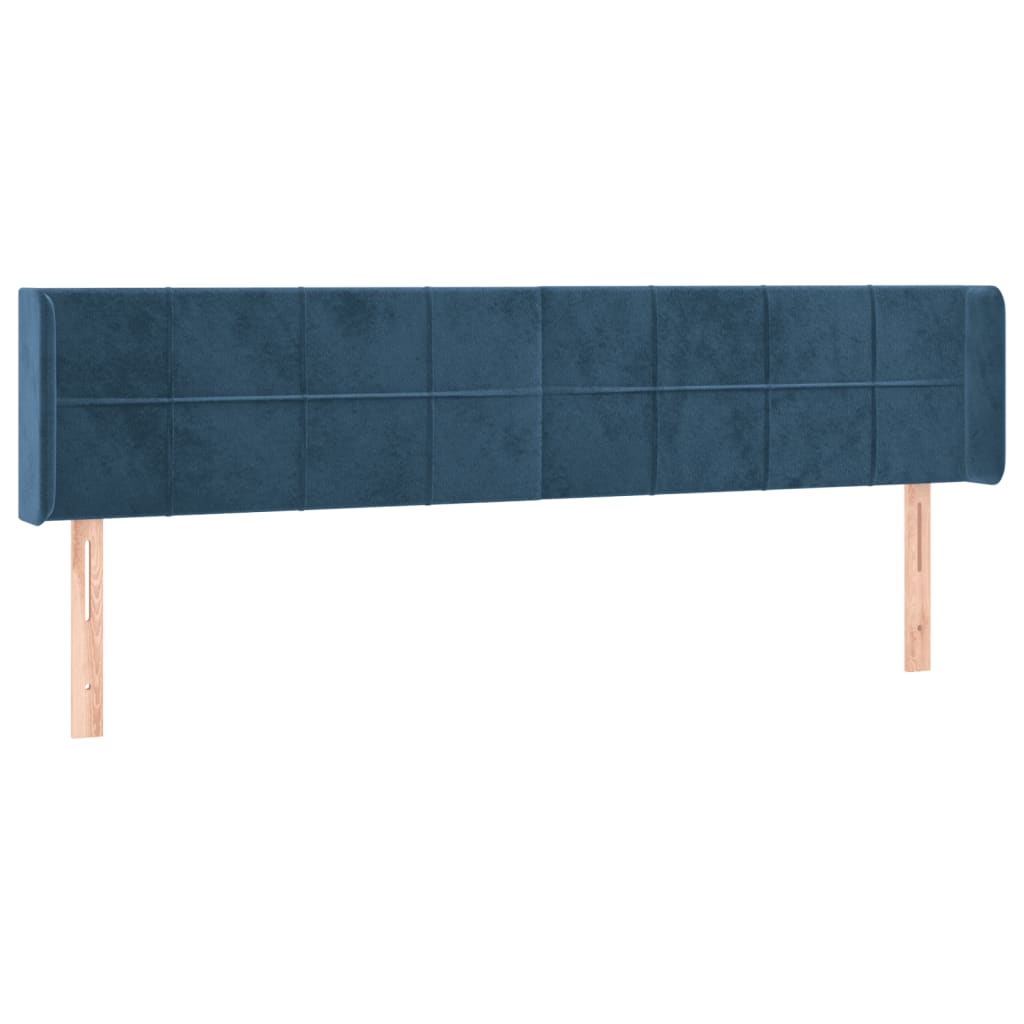 sengegavl med kanter 203x16x78/88 cm fløjl mørkeblå