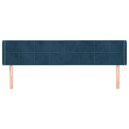 sengegavl med kanter 203x16x78/88 cm fløjl mørkeblå