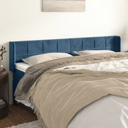 sengegavl med kanter 203x16x78/88 cm fløjl mørkeblå