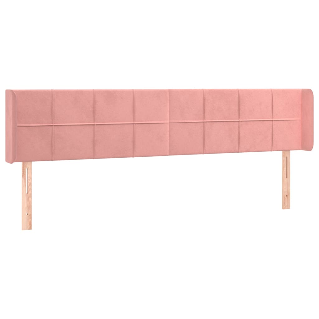 sengegavl med kanter 203x16x78/88 cm fløjl lyserød