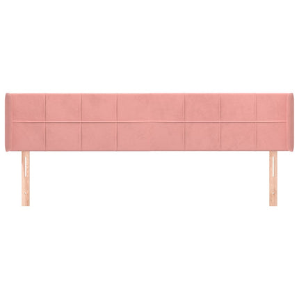 sengegavl med kanter 203x16x78/88 cm fløjl lyserød