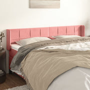 sengegavl med kanter 203x16x78/88 cm fløjl lyserød