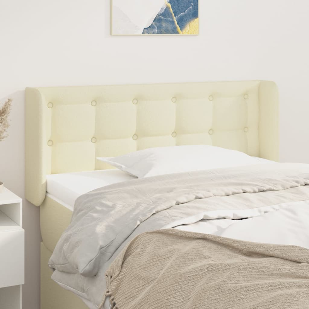 sengegavl med kanter 93x16x78/88 cm kunstlæder cremefarvet
