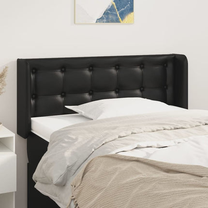 sengegavl med kanter 103x16x78/88 cm kunstlæder sort
