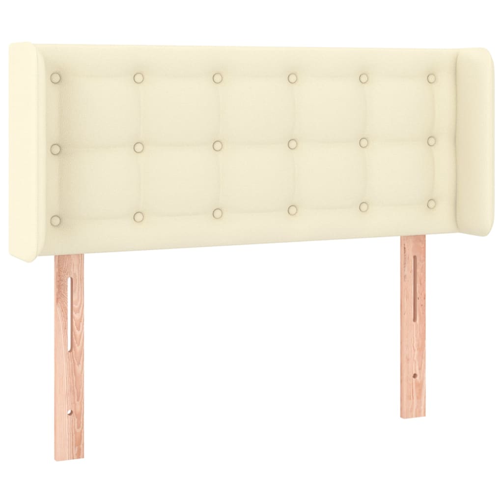 sengegavl med kanter 103x16x78/88 cm kunstlæder cremefarvet