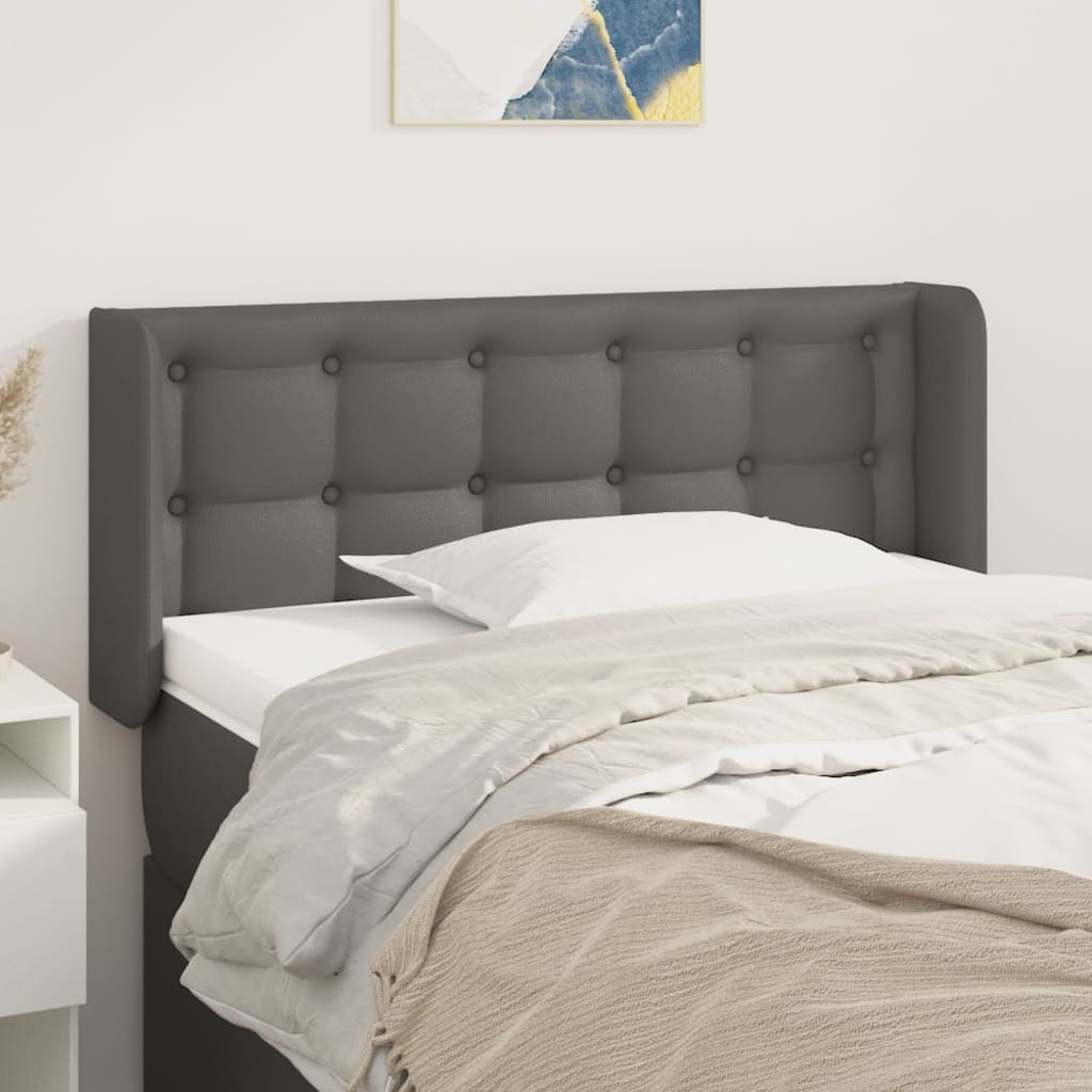 sengegavl med kanter 103x16x78/88 cm kunstlæder grå