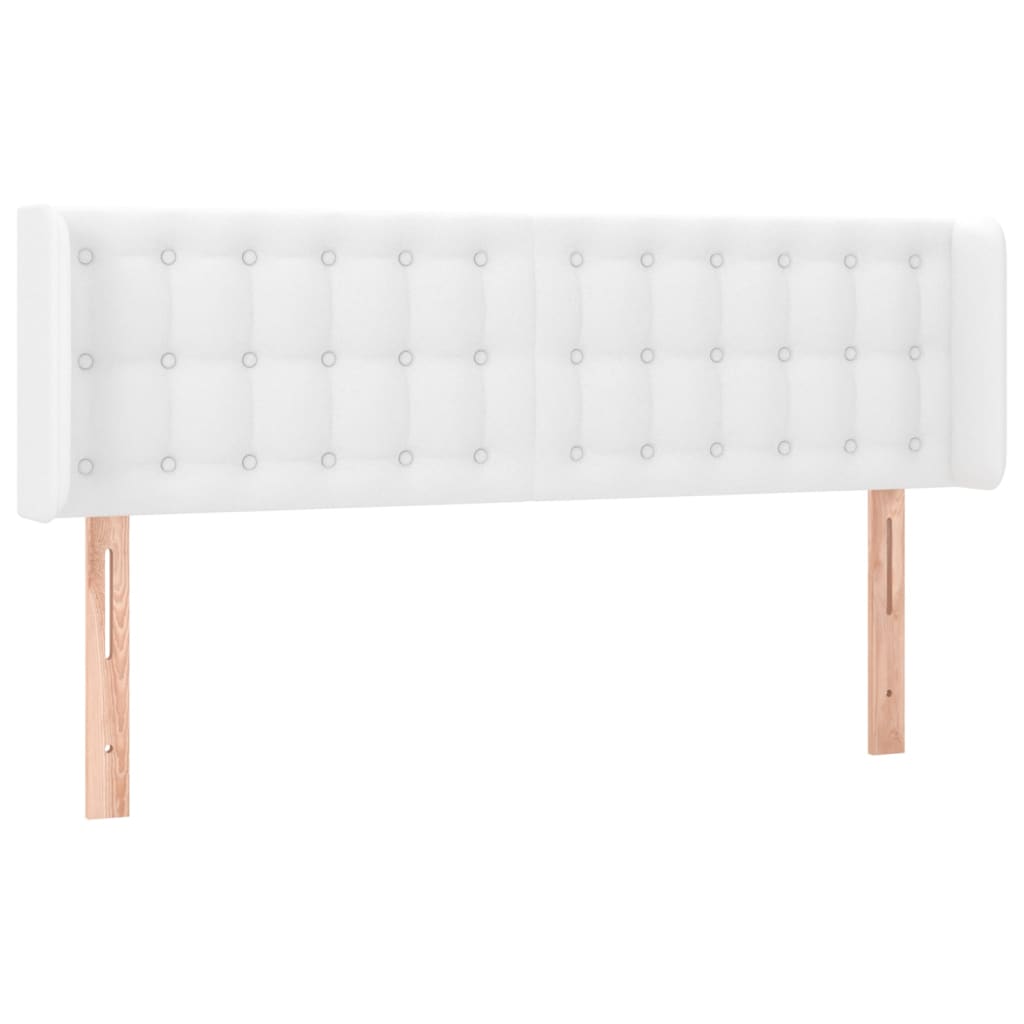 sengegavl med kanter 147x16x78/88 cm kunstlæder hvid
