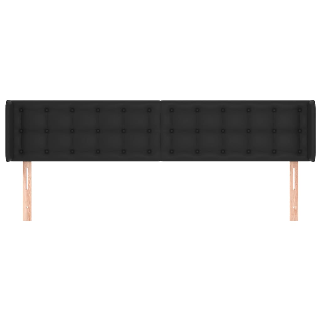 sengegavl med kanter 163x16x78/88 cm kunstlæder sort