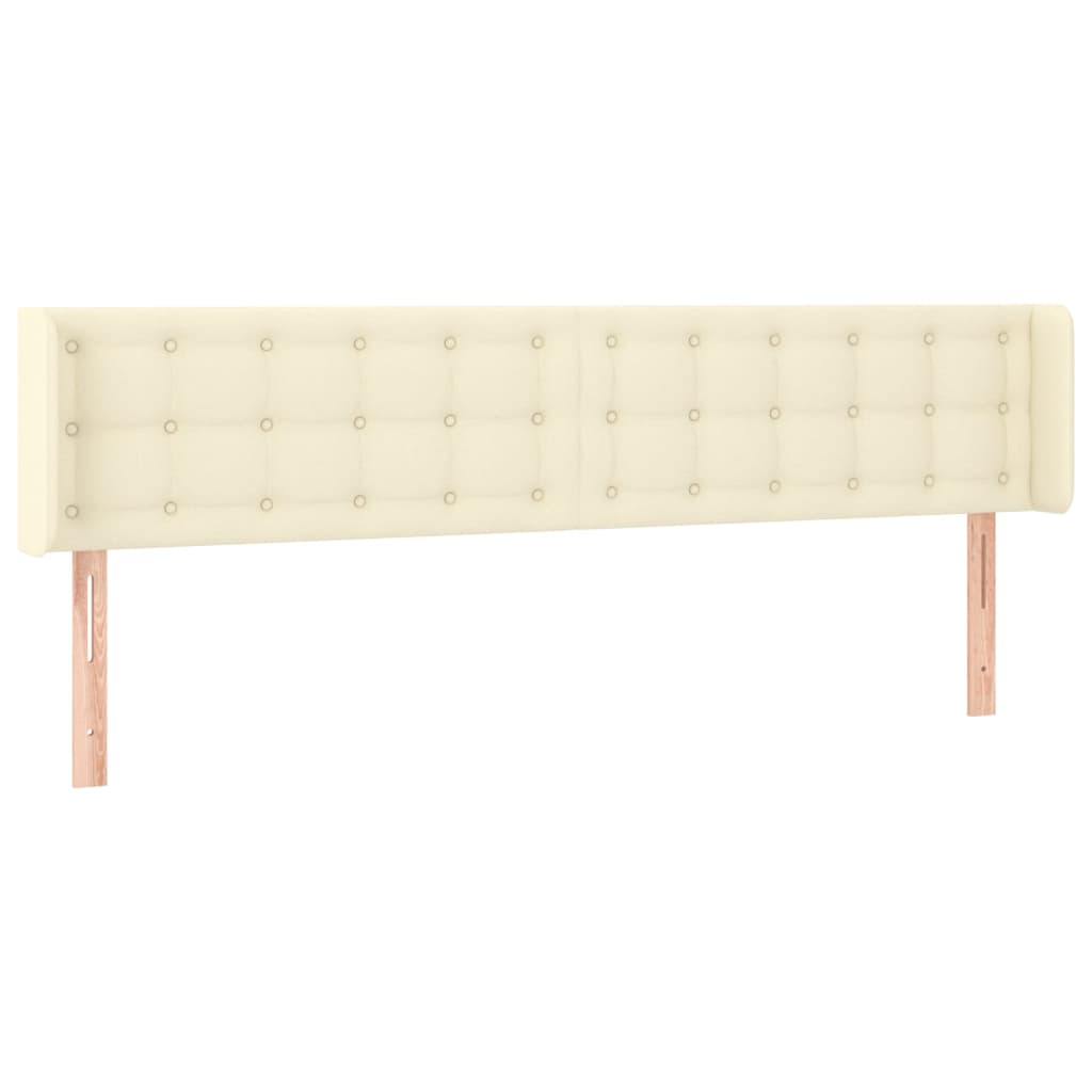 sengegavl med kanter 163x16x78/88 cm kunstlæder cremefarvet