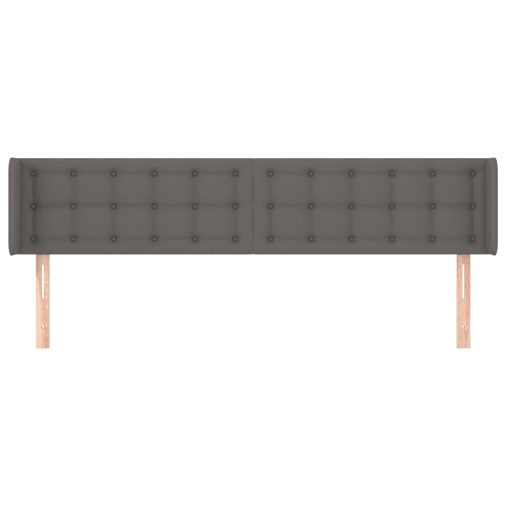 sengegavl med kanter 163x16x78/88 cm kunstlæder grå