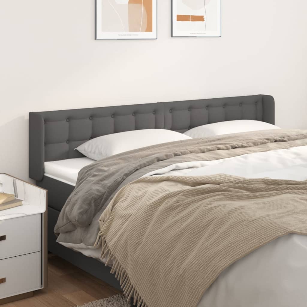 sengegavl med kanter 163x16x78/88 cm kunstlæder grå