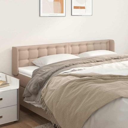 sengegavl med kanter 163x16x78/88 cm kunstlæder cappuccino
