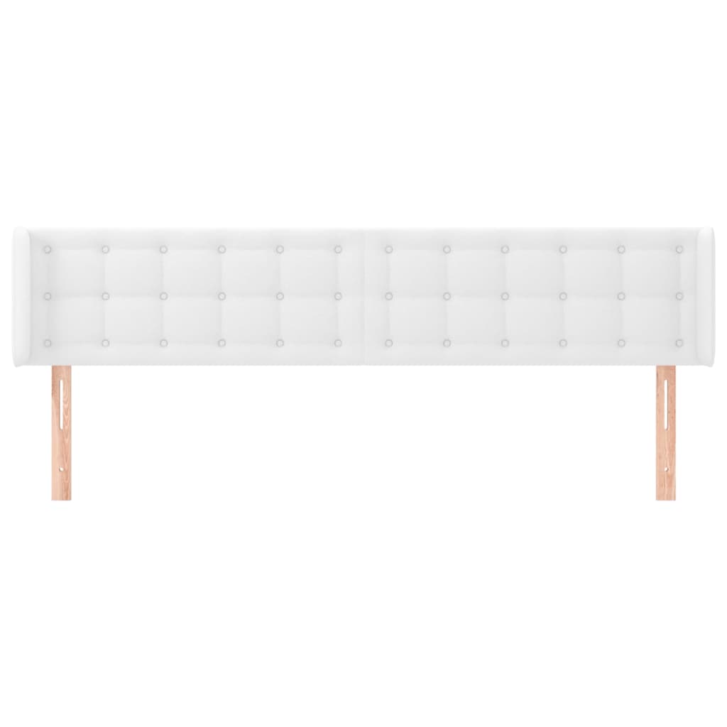 sengegavl med kanter 183x16x78/88 cm kunstlæder hvid