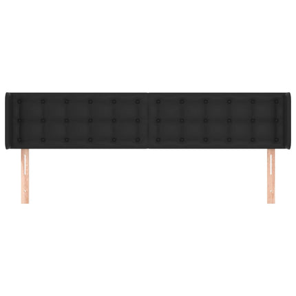 sengegavl med kanter 203x16x78/88 cm kunstlæder sort