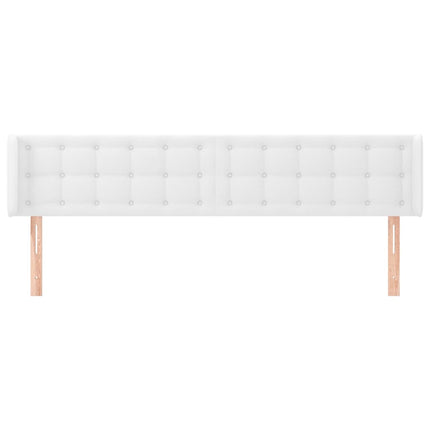 sengegavl med kanter 203x16x78/88 cm kunstlæder hvid