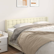 sengegavl med kanter 203x16x78/88 cm kunstlæder cremefarvet