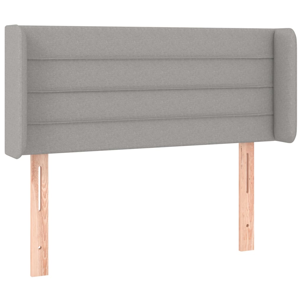 sengegavl med kanter 83x16x78/128 cm stof lysegrå