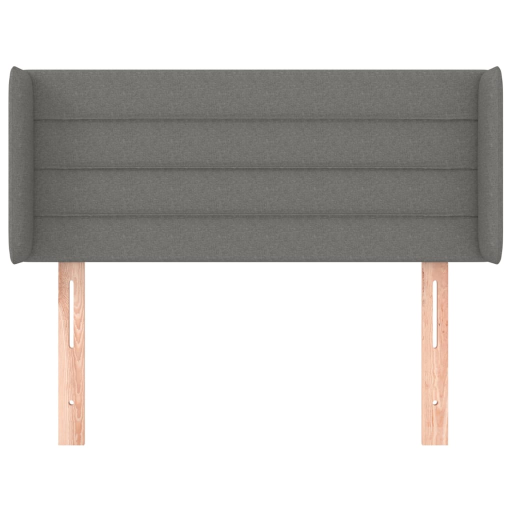 sengegavl med kanter 83x16x78/128 cm stof mørkegrå