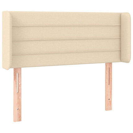 sengegavl med kanter 83x16x78/128 cm stof cremefarvet