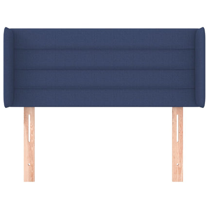 sengegavl med kanter 83x16x78/128 cm stof blå
