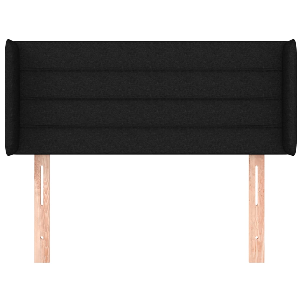 sengegavl med kanter 103x16x78/88 cm stof sort