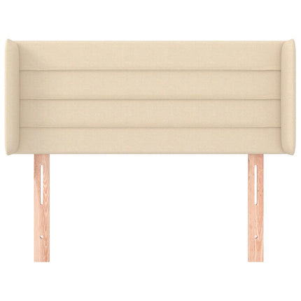 sengegavl med kanter 103x16x78/88 cm stof cremefarvet