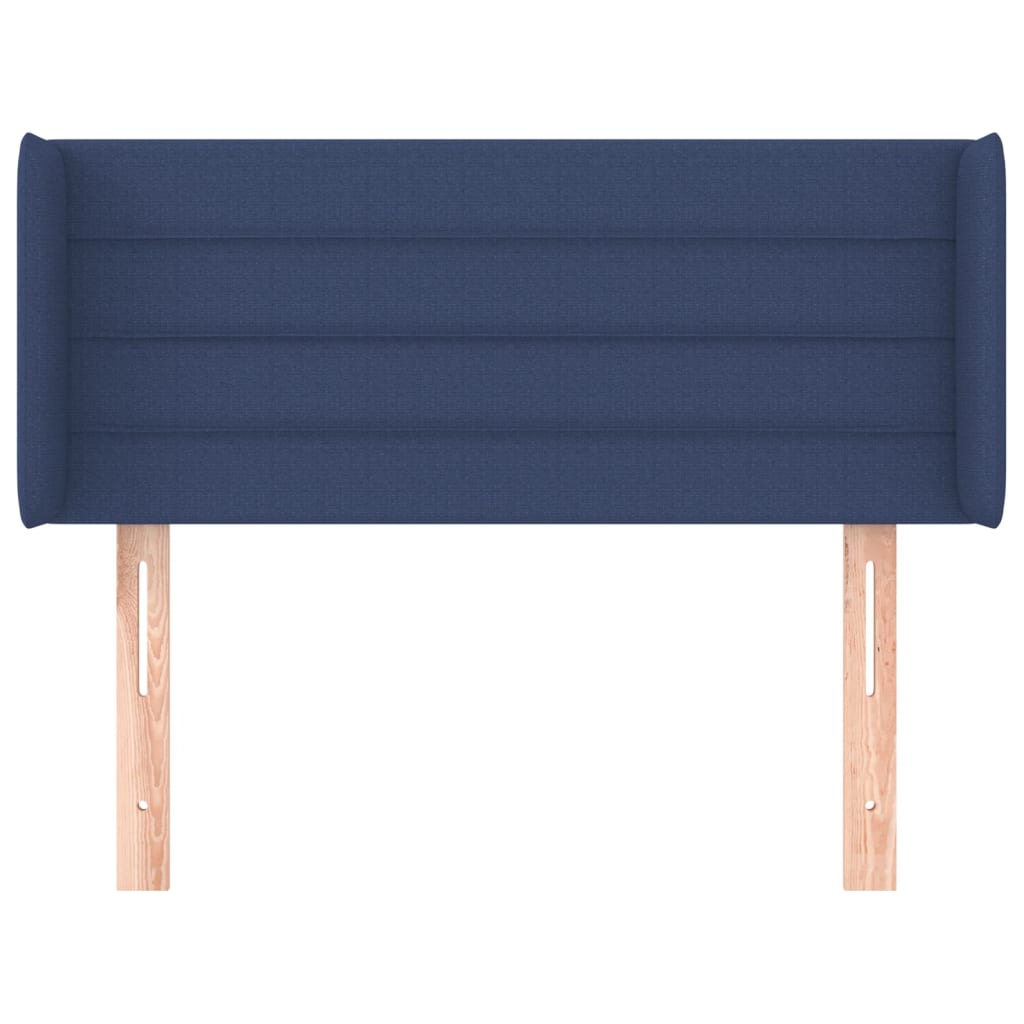 sengegavl med kanter 103x16x78/88 cm stof blå