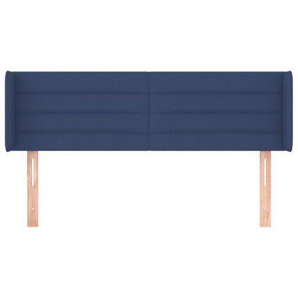 sengegavl med kanter 147x16x78/88 cm stof blå