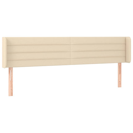sengegavl med kanter 163x16x78/88 cm stof cremefarvet