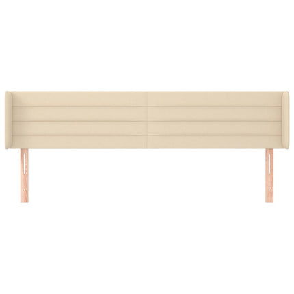 sengegavl med kanter 163x16x78/88 cm stof cremefarvet