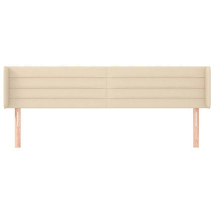 sengegavl med kanter 163x16x78/88 cm stof cremefarvet