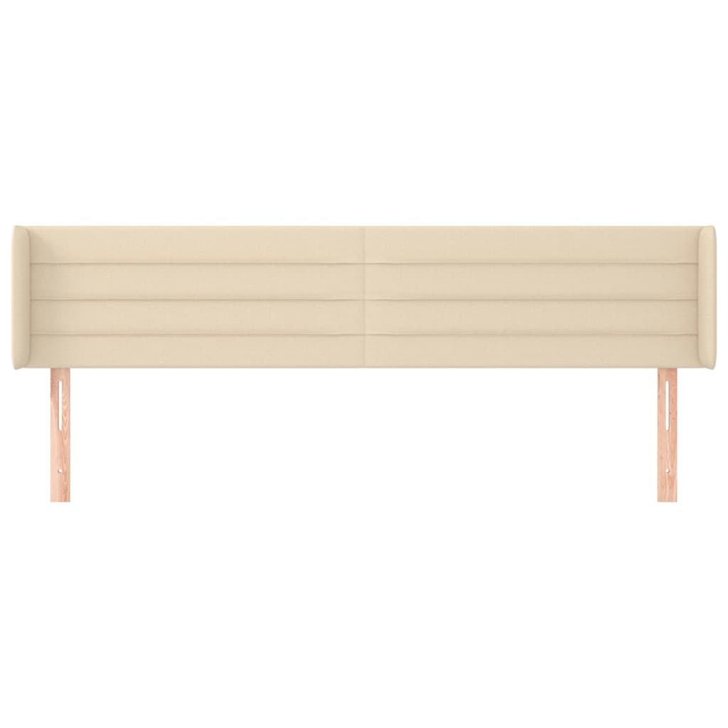 sengegavl med kanter 183x16x78/88 cm stof cremefarvet
