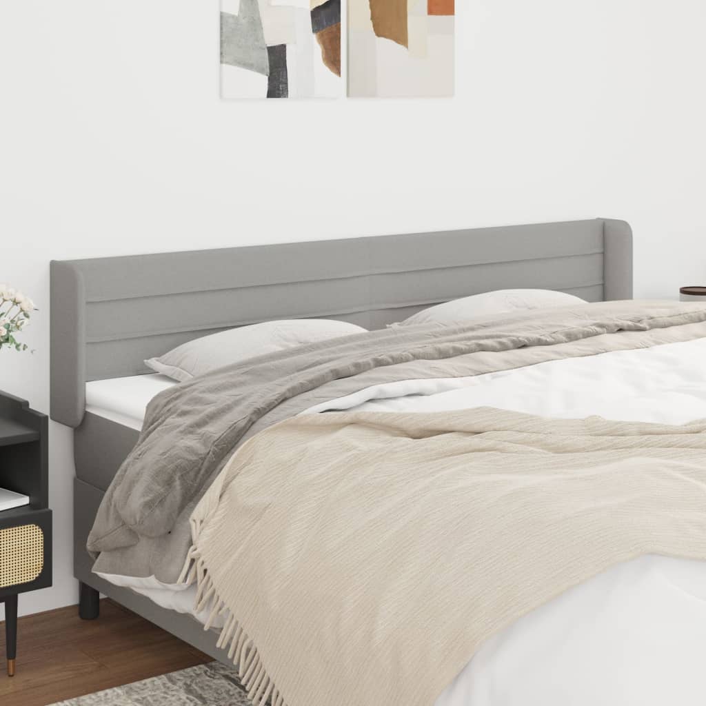 sengegavl med kanter 203x16x78/88 cm stof lysegrå