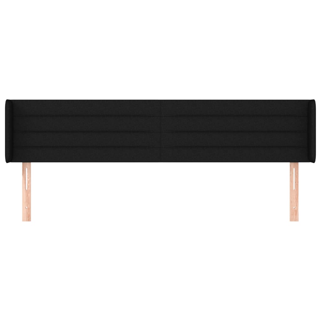 sengegavl med kanter 203x16x78/88 cm stof sort