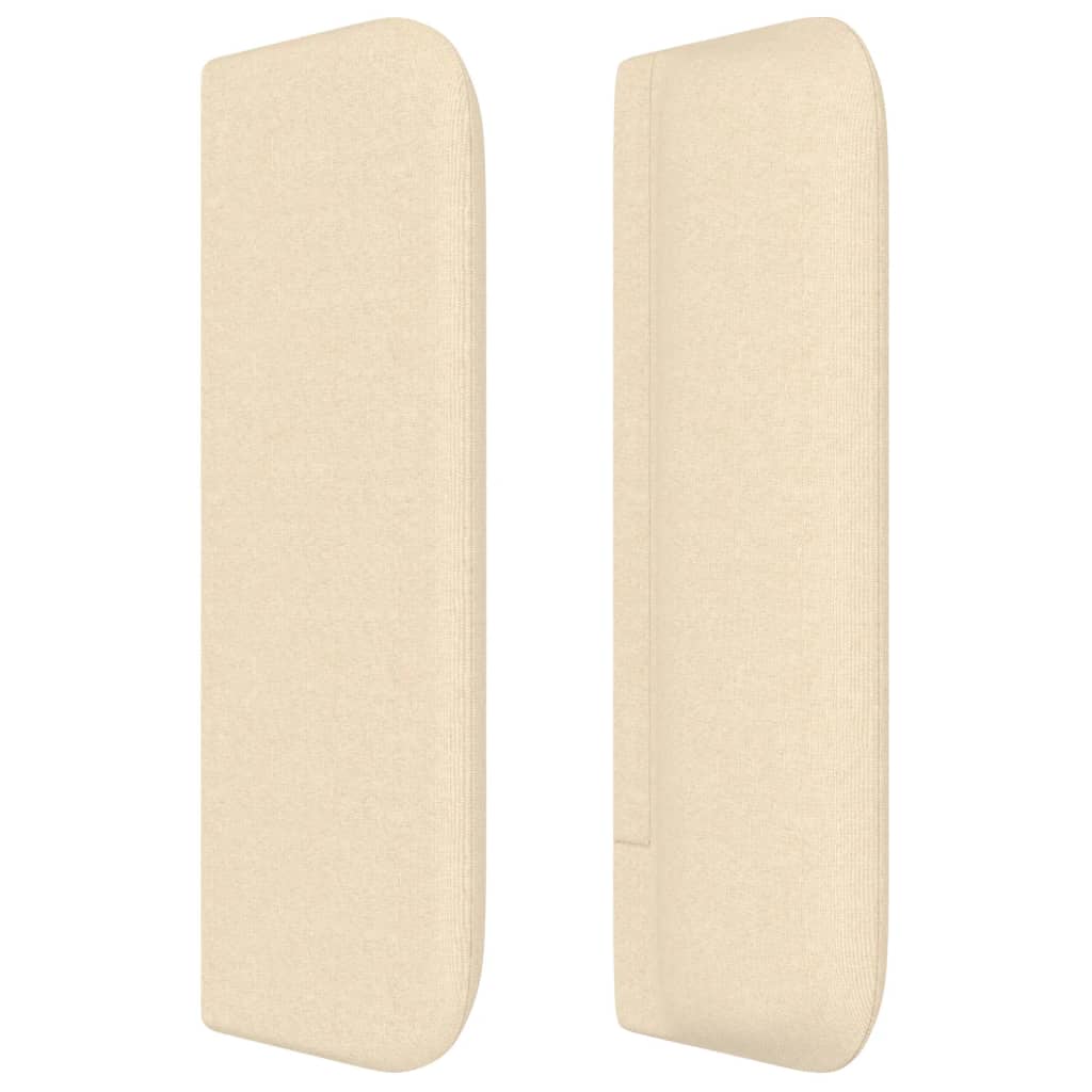 sengegavl med kanter 203x16x78/88 cm stof cremefarvet