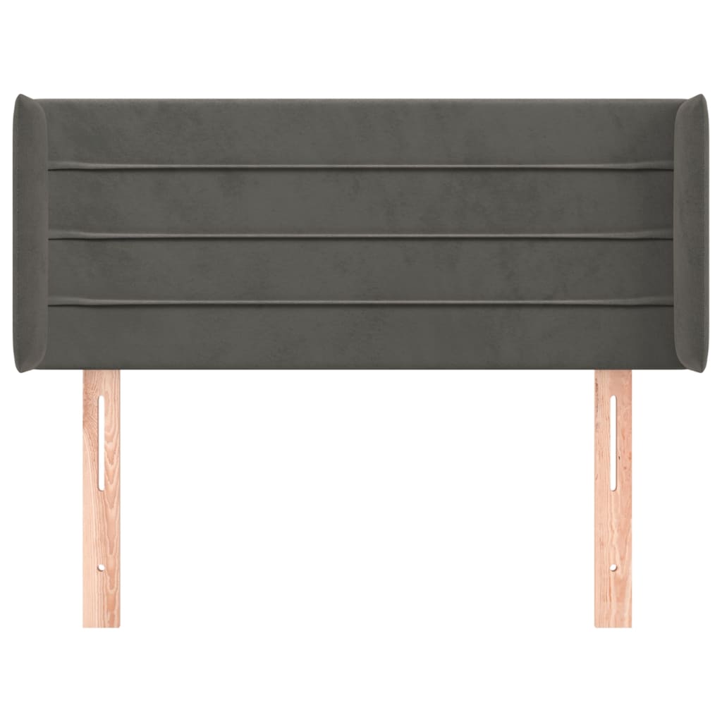 sengegavl med kanter 83x16x78/88 cm fløjl mørkegrå