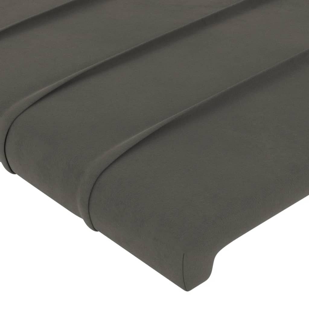 sengegavl med kanter 83x16x78/88 cm fløjl mørkegrå
