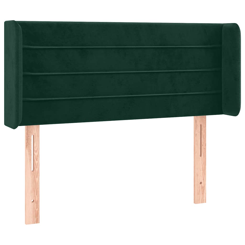 sengegavl med kanter 93x16x78/88 cm fløjl mørkegrøn