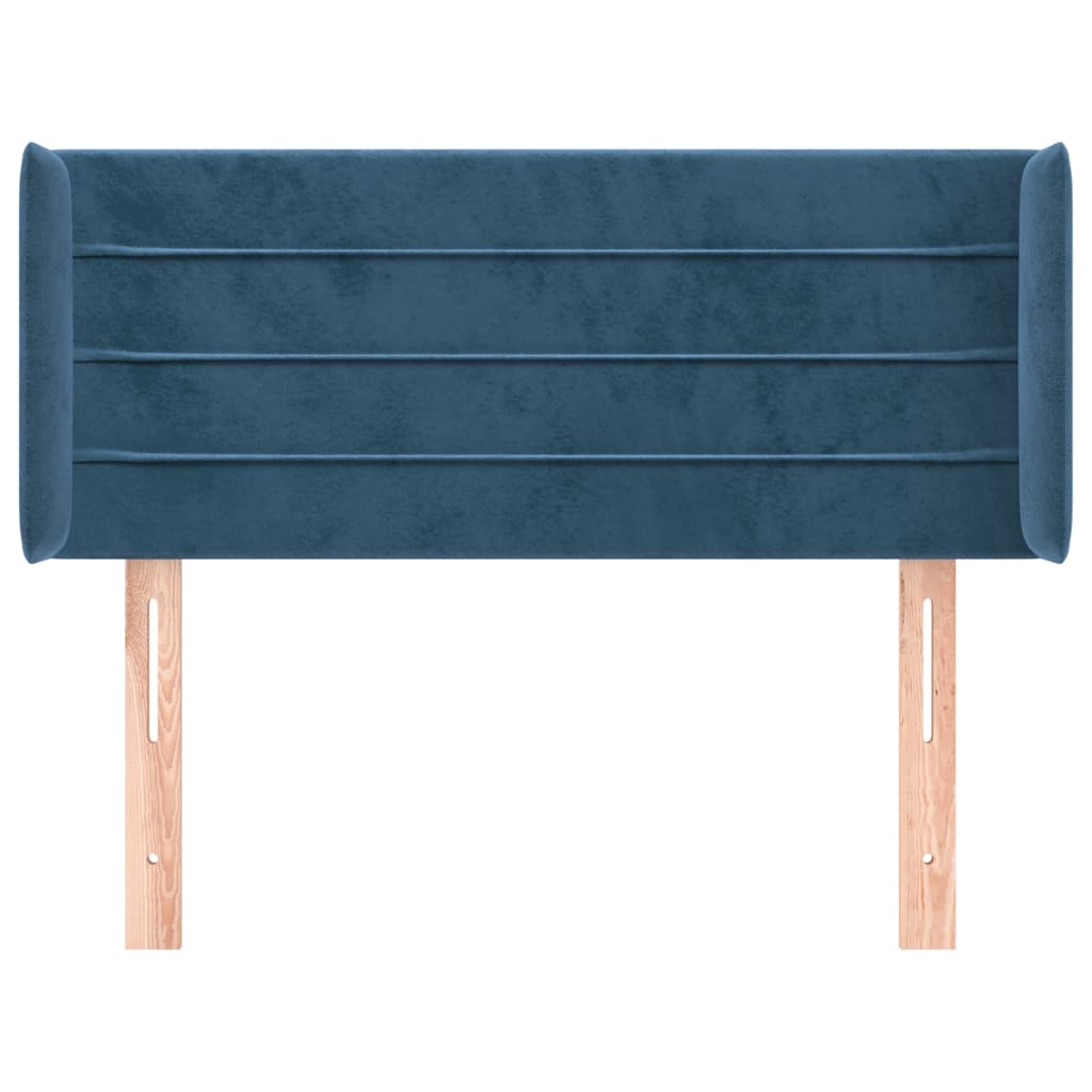 sengegavl med kanter 93x16x78/88 cm fløjl mørkeblå