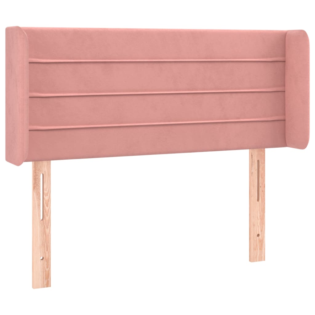sengegavl med kanter 93x16x78/88 cm fløjl lyserød