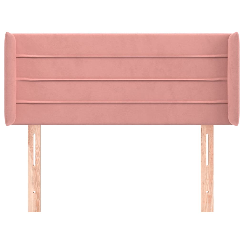 sengegavl med kanter 93x16x78/88 cm fløjl lyserød