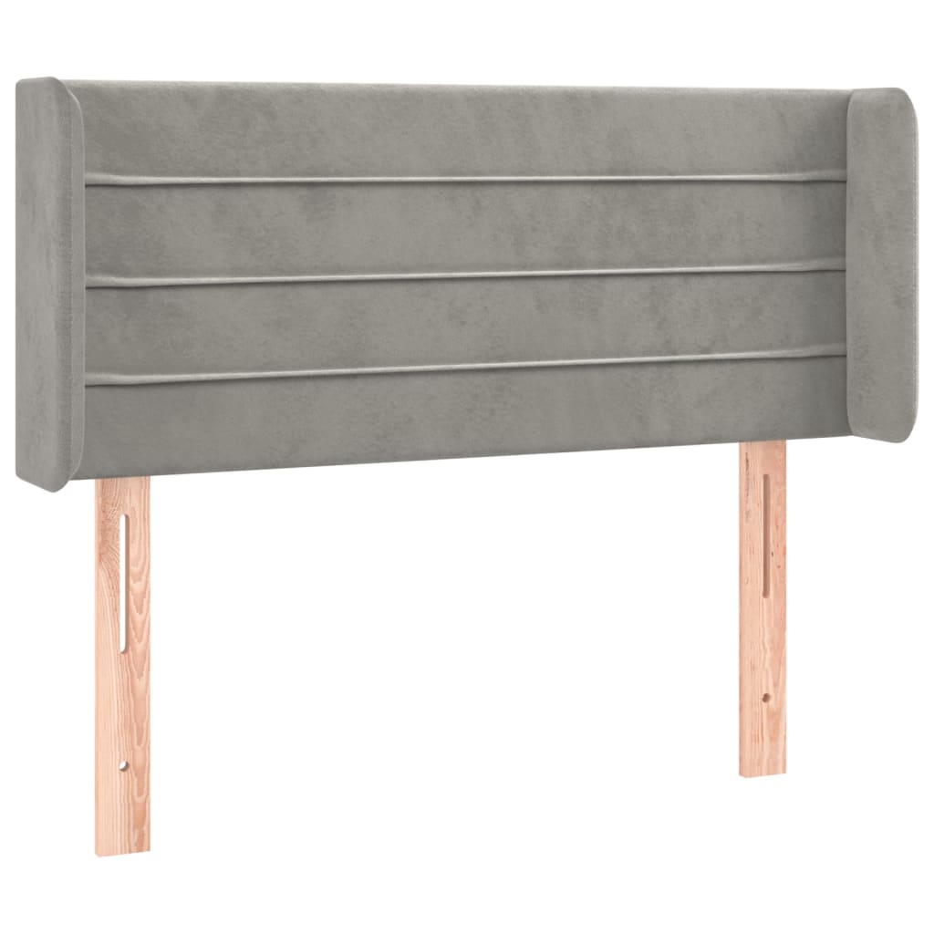 sengegavl med kanter 103x16x78/88 cm fløjl lysegrå