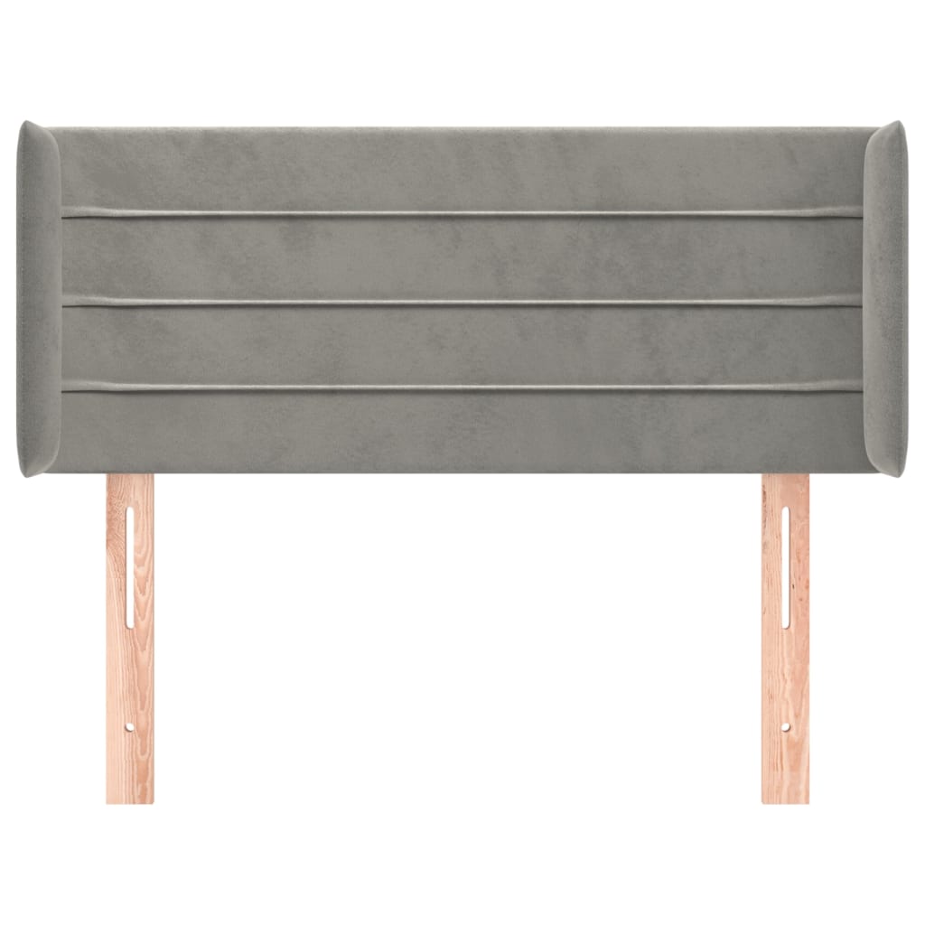 sengegavl med kanter 103x16x78/88 cm fløjl lysegrå