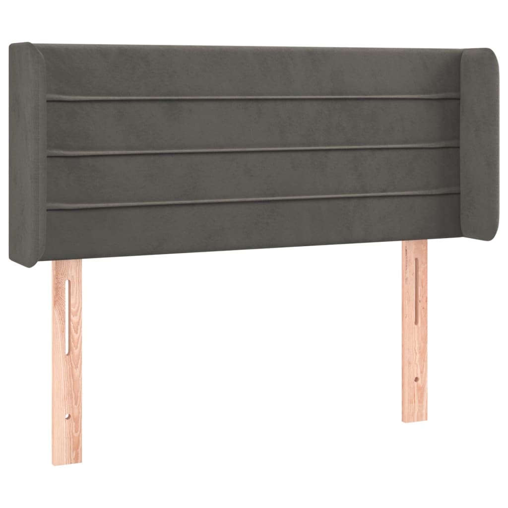 sengegavl med kanter 103x16x78/88 cm fløjl mørkegrå