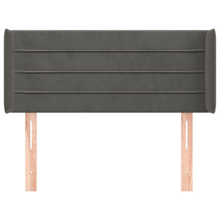 sengegavl med kanter 103x16x78/88 cm fløjl mørkegrå