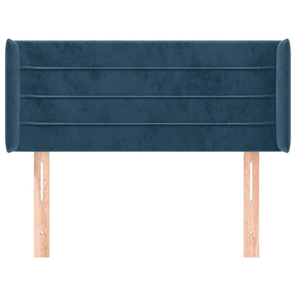 sengegavl med kanter 103x16x78/88 cm fløjl mørkeblå